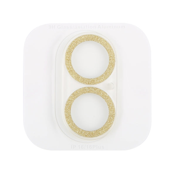 For iPhone 16 / 16 Plus Glitter Ring Tempered Glass Camera Lens Film(Gold)