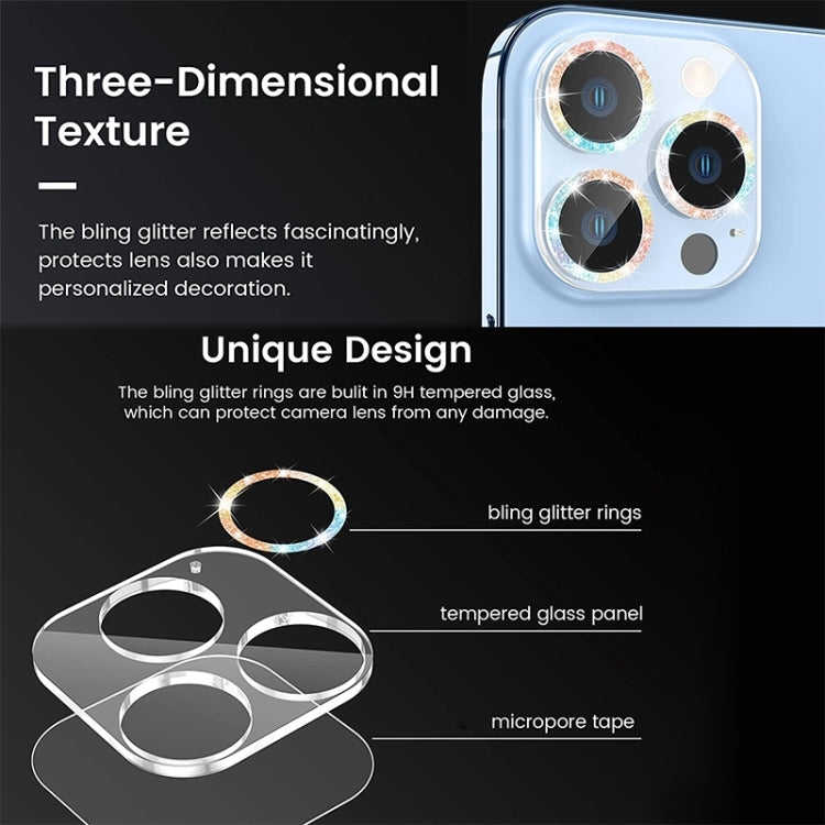 For iPhone 16 / 16 Plus Glitter Ring Tempered Glass Camera Lens Film(Gold)
