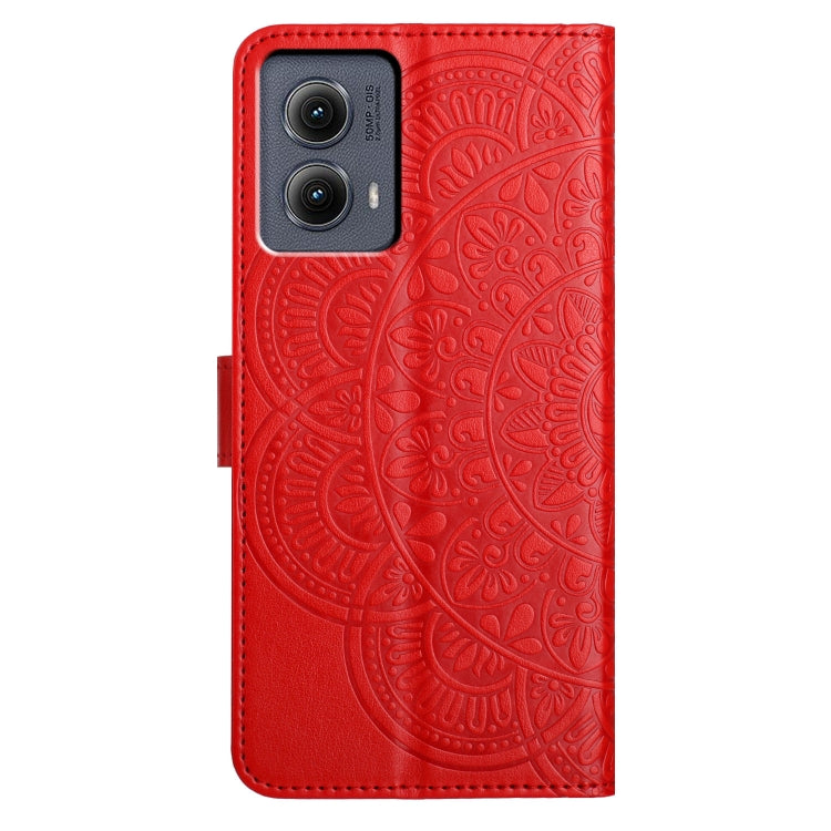 For Motorola Edge 2024 Flower Embossed Leather Phone Case(Red)