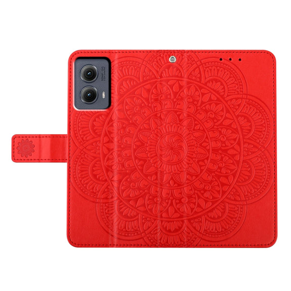 For Motorola Edge 2024 Flower Embossed Leather Phone Case(Red)