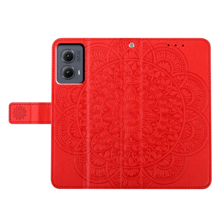 For Motorola Edge 2024 Flower Embossed Leather Phone Case(Red)
