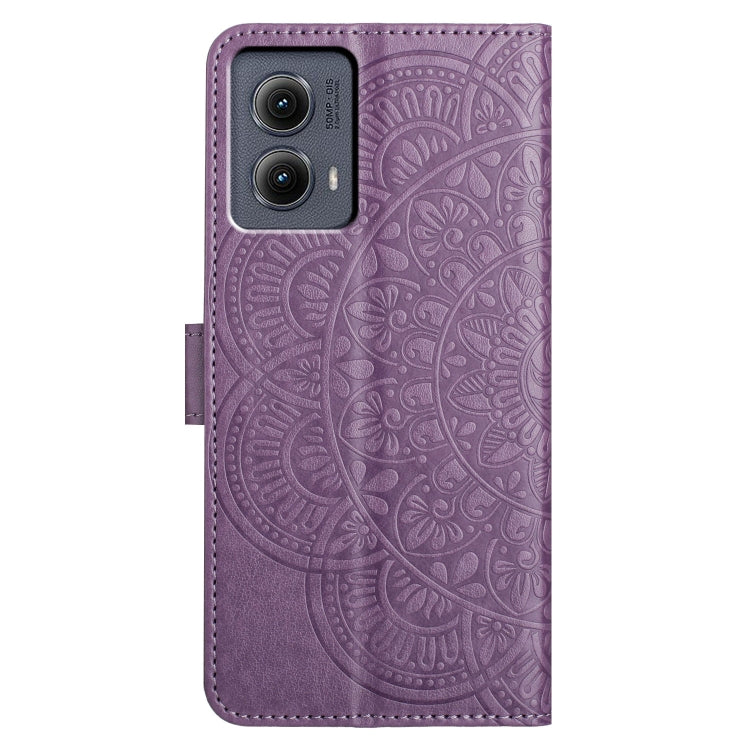 For Motorola Edge 2024 Flower Embossed Leather Phone Case(Purple)