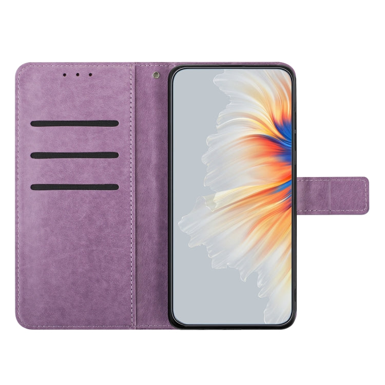 For Motorola Edge 2024 Flower Embossed Leather Phone Case(Purple)