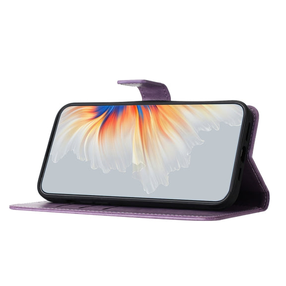 For Motorola Edge 2024 Flower Embossed Leather Phone Case(Purple)