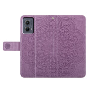 For Motorola Edge 2024 Flower Embossed Leather Phone Case(Purple)