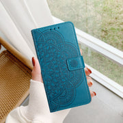For Motorola Edge 2024 Flower Embossed Leather Phone Case(Blue)