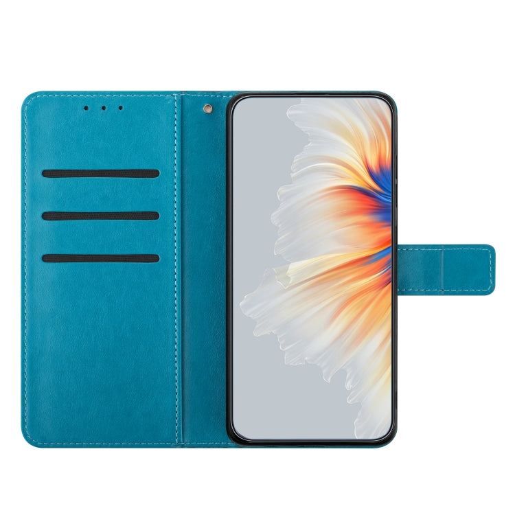 For Motorola Edge 2024 Flower Embossed Leather Phone Case(Blue)