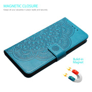 For Motorola Edge 2024 Flower Embossed Leather Phone Case(Blue)