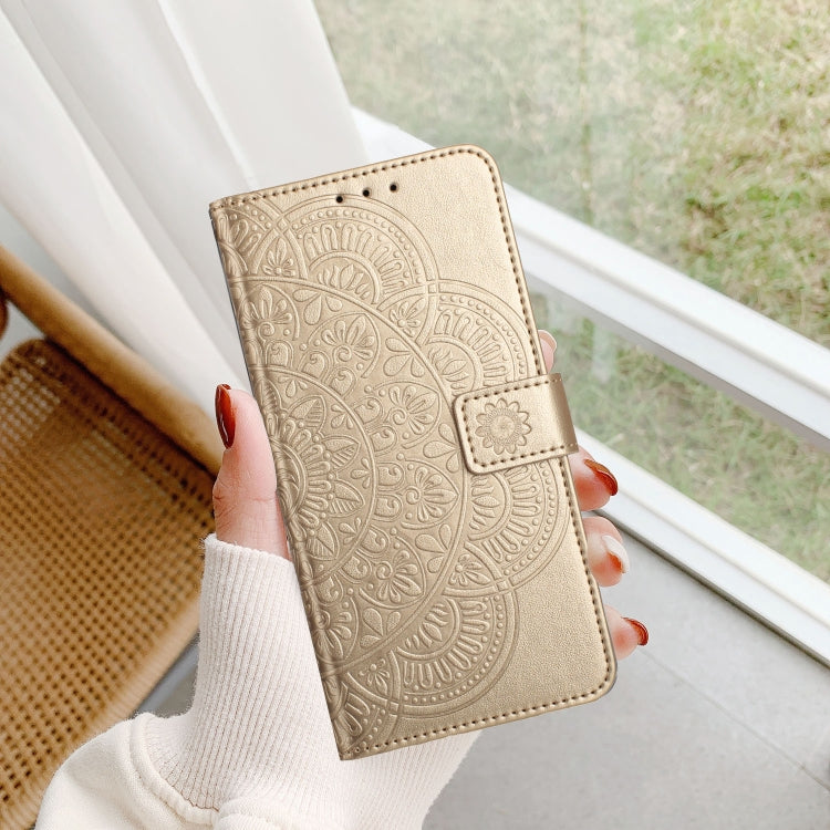 For Motorola Edge 2024 Flower Embossed Leather Phone Case(Gold)