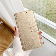For Motorola Edge 2024 Flower Embossed Leather Phone Case(Gold)