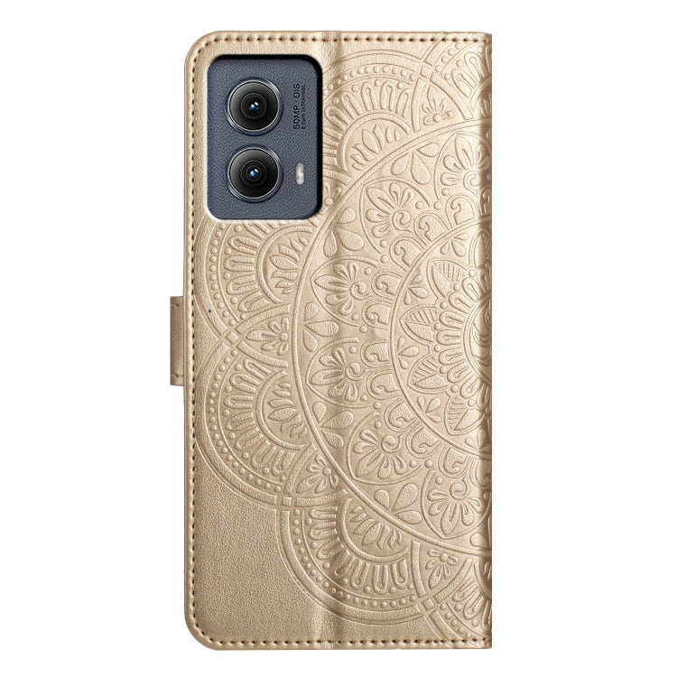 For Motorola Edge 2024 Flower Embossed Leather Phone Case(Gold)