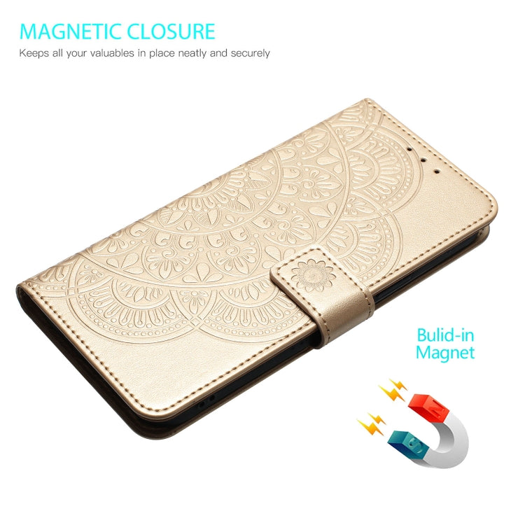For Motorola Edge 2024 Flower Embossed Leather Phone Case(Gold)