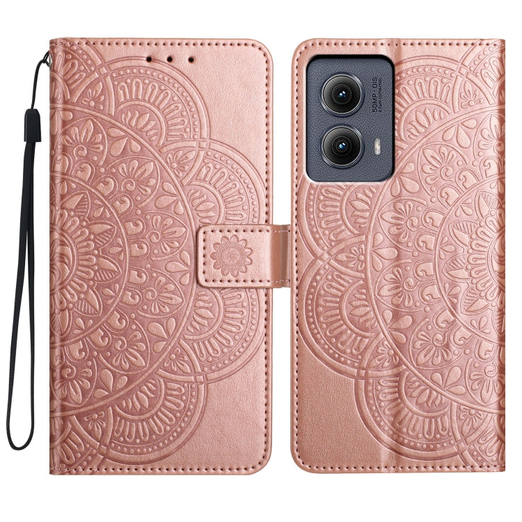For Motorola Edge 2024 Flower Embossed Leather Phone Case(Rose Gold)