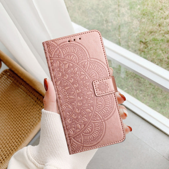 For Motorola Edge 2024 Flower Embossed Leather Phone Case(Rose Gold)