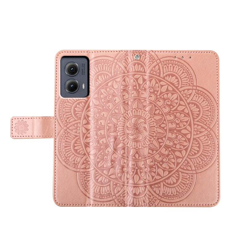 For Motorola Edge 2024 Flower Embossed Leather Phone Case(Rose Gold)