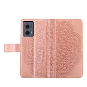 For Motorola Edge 2024 Flower Embossed Leather Phone Case(Rose Gold)
