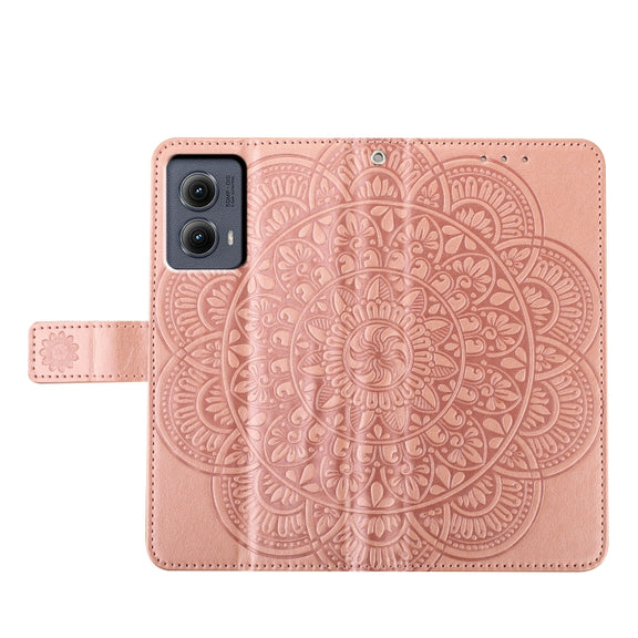 For Motorola Edge 2024 Flower Embossed Leather Phone Case(Rose Gold)