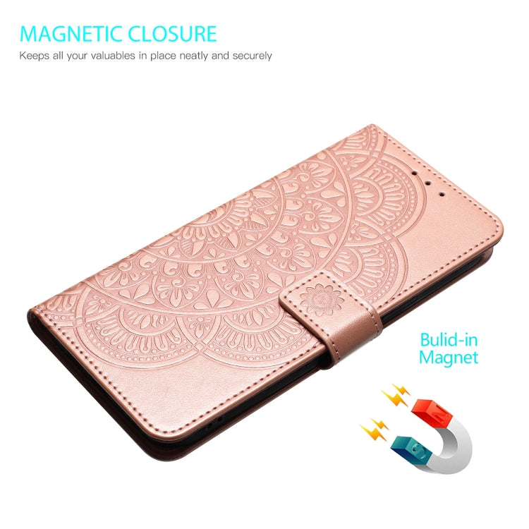 For Motorola Edge 2024 Flower Embossed Leather Phone Case(Rose Gold)