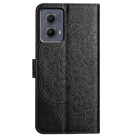 For Motorola Edge 2024 Flower Embossed Leather Phone Case(Black)