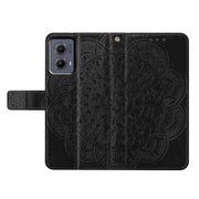 For Motorola Edge 2024 Flower Embossed Leather Phone Case(Black)