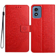 For Motorola Moto G Play 2024 Flower Embossed Leather Phone Case(Red) - Motorola Cases by PMC Jewellery | Online Shopping South Africa | PMC Jewellery | Buy Now Pay Later Mobicred