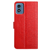 For Motorola Moto G Play 2024 Flower Embossed Leather Phone Case(Red)