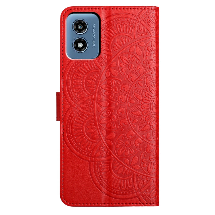 For Motorola Moto G Play 2024 Flower Embossed Leather Phone Case(Red)