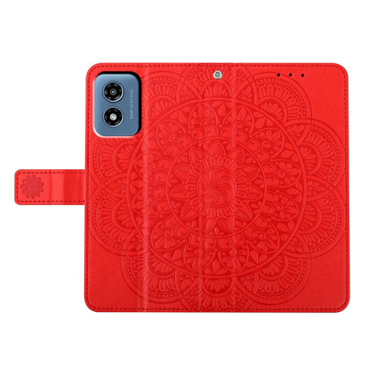 For Motorola Moto G Play 2024 Flower Embossed Leather Phone Case(Red)