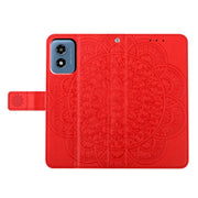 For Motorola Moto G Play 2024 Flower Embossed Leather Phone Case(Red)
