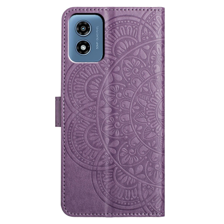 For Motorola Moto G Play 2024 Flower Embossed Leather Phone Case(Purple)