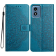 For Motorola Moto G Play 2024 Flower Embossed Leather Phone Case(Blue) - Motorola Cases by PMC Jewellery | Online Shopping South Africa | PMC Jewellery | Buy Now Pay Later Mobicred