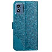 For Motorola Moto G Play 2024 Flower Embossed Leather Phone Case(Blue)