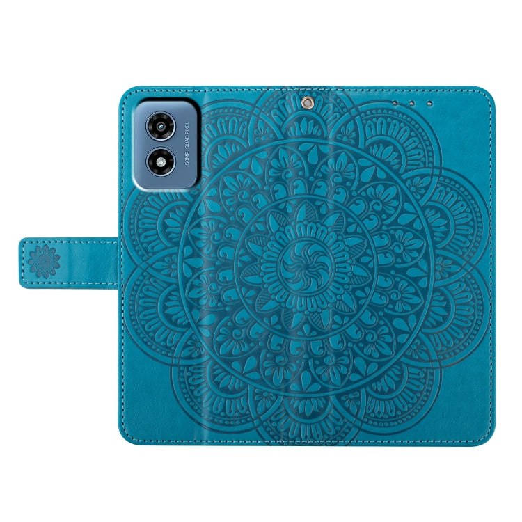 For Motorola Moto G Play 2024 Flower Embossed Leather Phone Case(Blue)