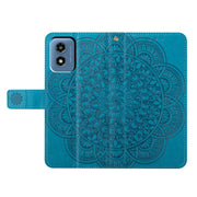 For Motorola Moto G Play 2024 Flower Embossed Leather Phone Case(Blue)