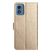 For Motorola Moto G Play 2024 Flower Embossed Leather Phone Case(Gold)