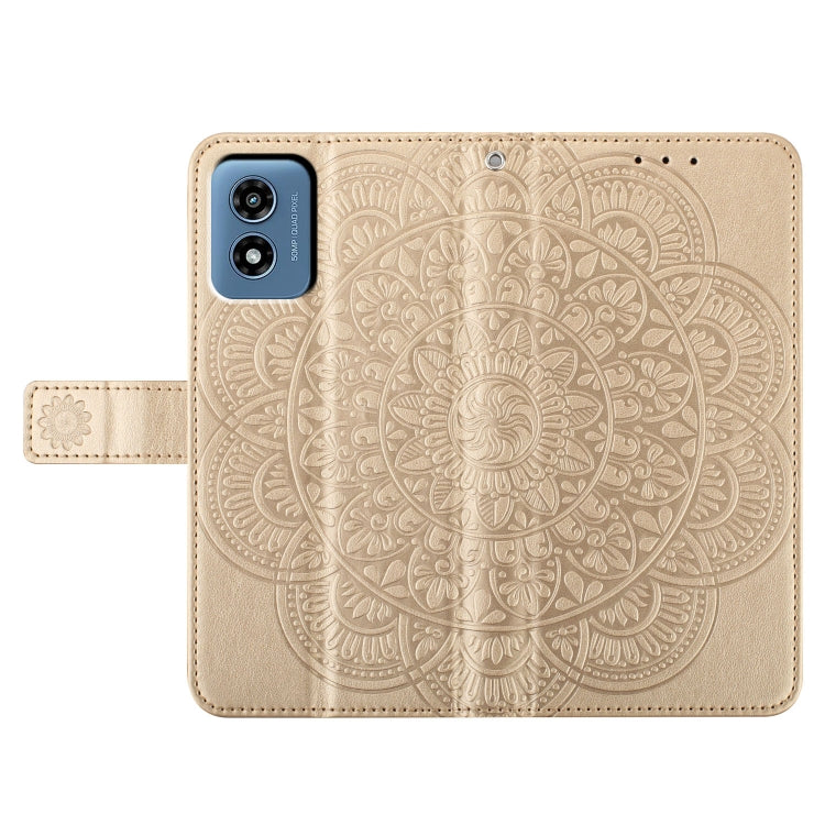For Motorola Moto G Play 2024 Flower Embossed Leather Phone Case(Gold)