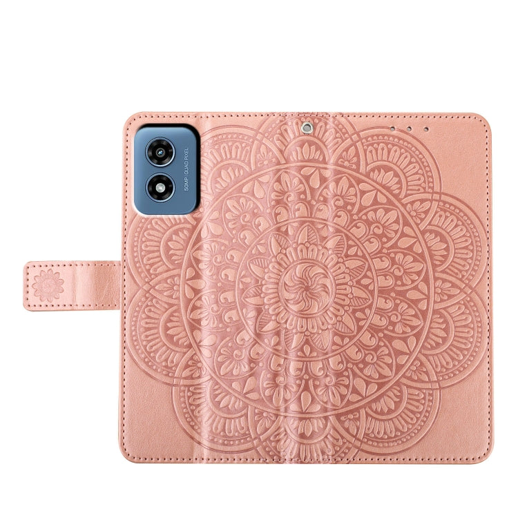 For Motorola Moto G Play 2024 Flower Embossed Leather Phone Case(Rose Gold)