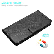 For Motorola Moto G Play 2024 Flower Embossed Leather Phone Case(Black)