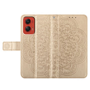 For Motorola Moto G Stylus 5G 2024 Flower Embossed Leather Phone Case(Gold)