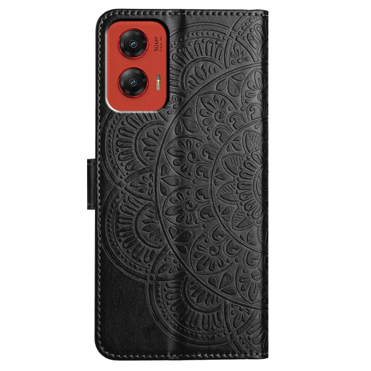For Motorola Moto G Stylus 5G 2024 Flower Embossed Leather Phone Case(Black)