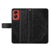 For Motorola Moto G Stylus 5G 2024 Flower Embossed Leather Phone Case(Black)