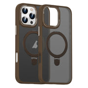 For iPhone 16 Pro Skin Feel MagSafe Magnetic Holder Phone Case(Bronze Gold)