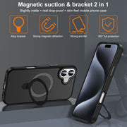 For iPhone 16 Plus Skin Feel MagSafe Magnetic Holder Phone Case(Dark Blue)