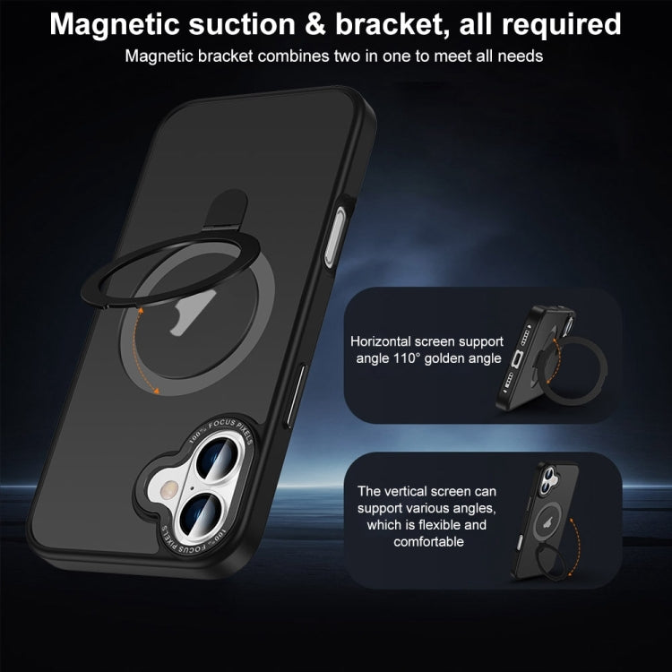 For iPhone 16 Skin Feel MagSafe Magnetic Holder Phone Case(Bronze Gold)
