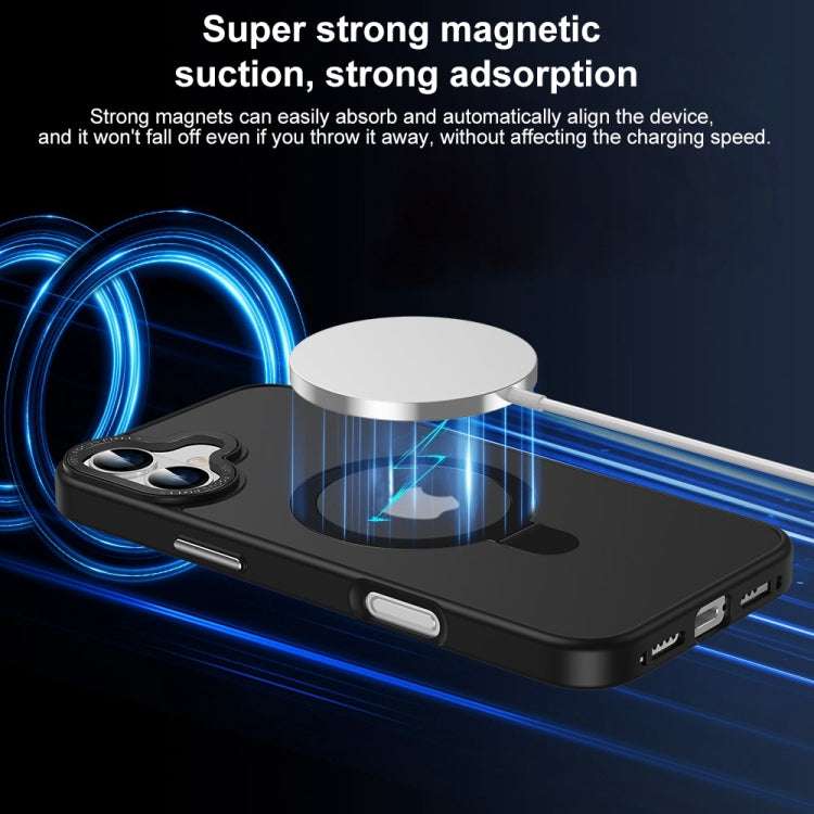For iPhone 16 Skin Feel MagSafe Magnetic Holder Phone Case(Bronze Gold)