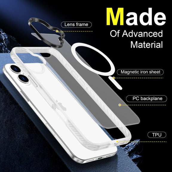 For iPhone 16 Plus Frosted Skin Feel MagSafe Transparent Phone Case(White)