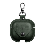 For AirPods 4 Business Leather Earphone Protective Case with Hook(Green)