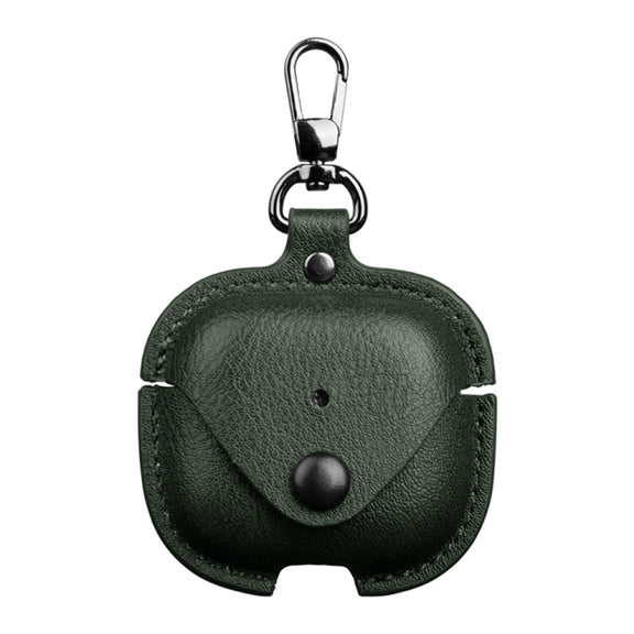 For AirPods 4 Business Leather Earphone Protective Case with Hook(Green)
