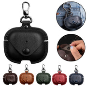For AirPods 4 Business Leather Earphone Protective Case with Hook(Black)