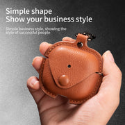 For AirPods 4 Business Leather Earphone Protective Case with Hook(Black)